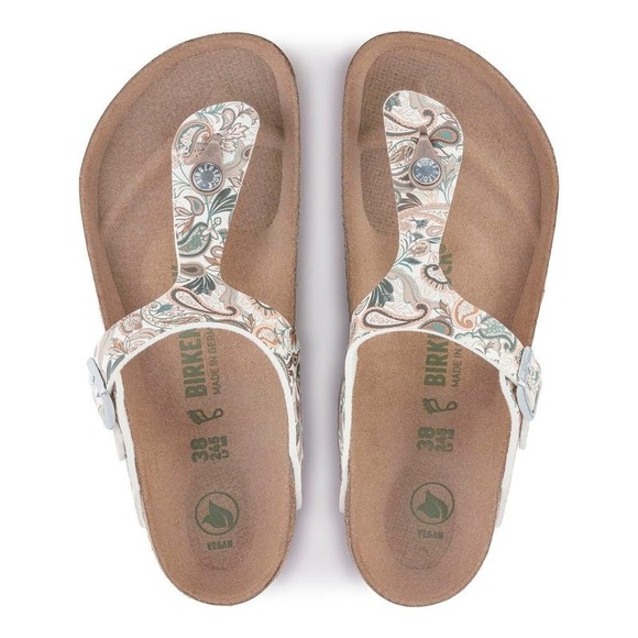 Birkenstock Gizeh Sandals Women 7 EU 38 Paisley Antique White NWOB Vegan Thong - Picture 1 of 3